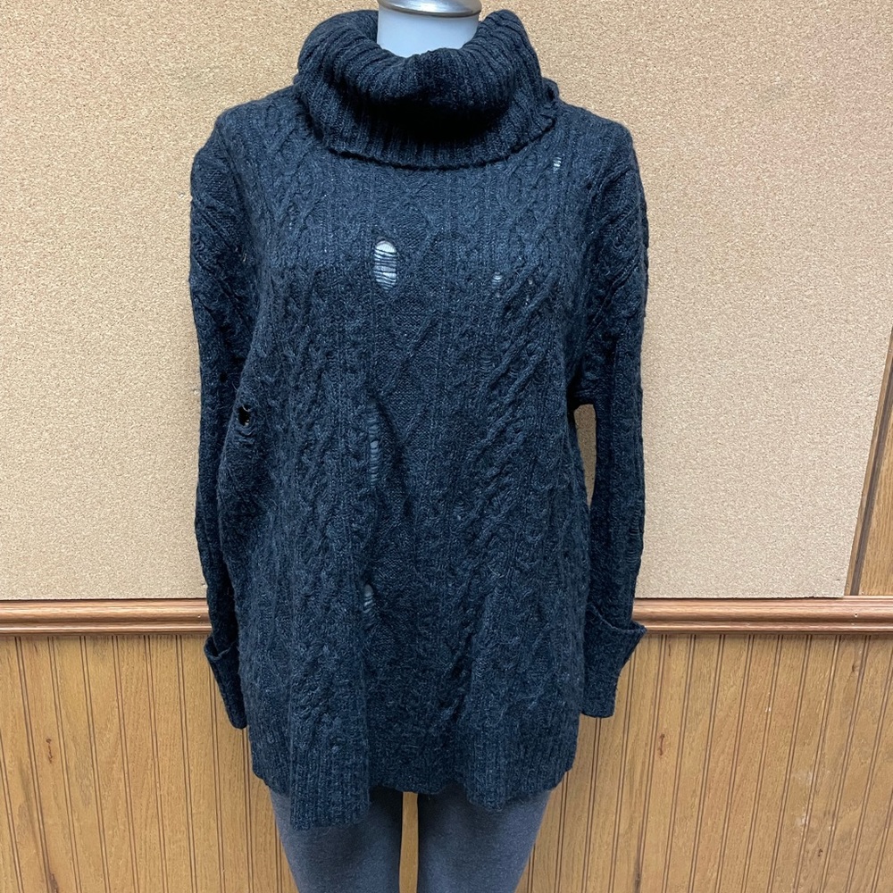 Free People destroyed sweater black